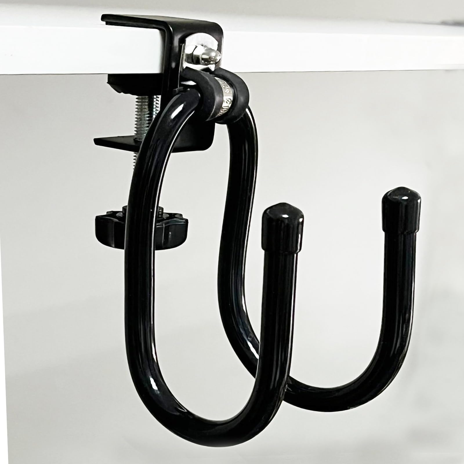 Pmsanzay Black Desk Mount Bag Holder Hook Under Counter Clamp-On Backpack Hanger Heavy Duty Purse Hook Table Handbag Hanger Portable Various Heavy Items Desk Hook - Reduce Desk Clutter