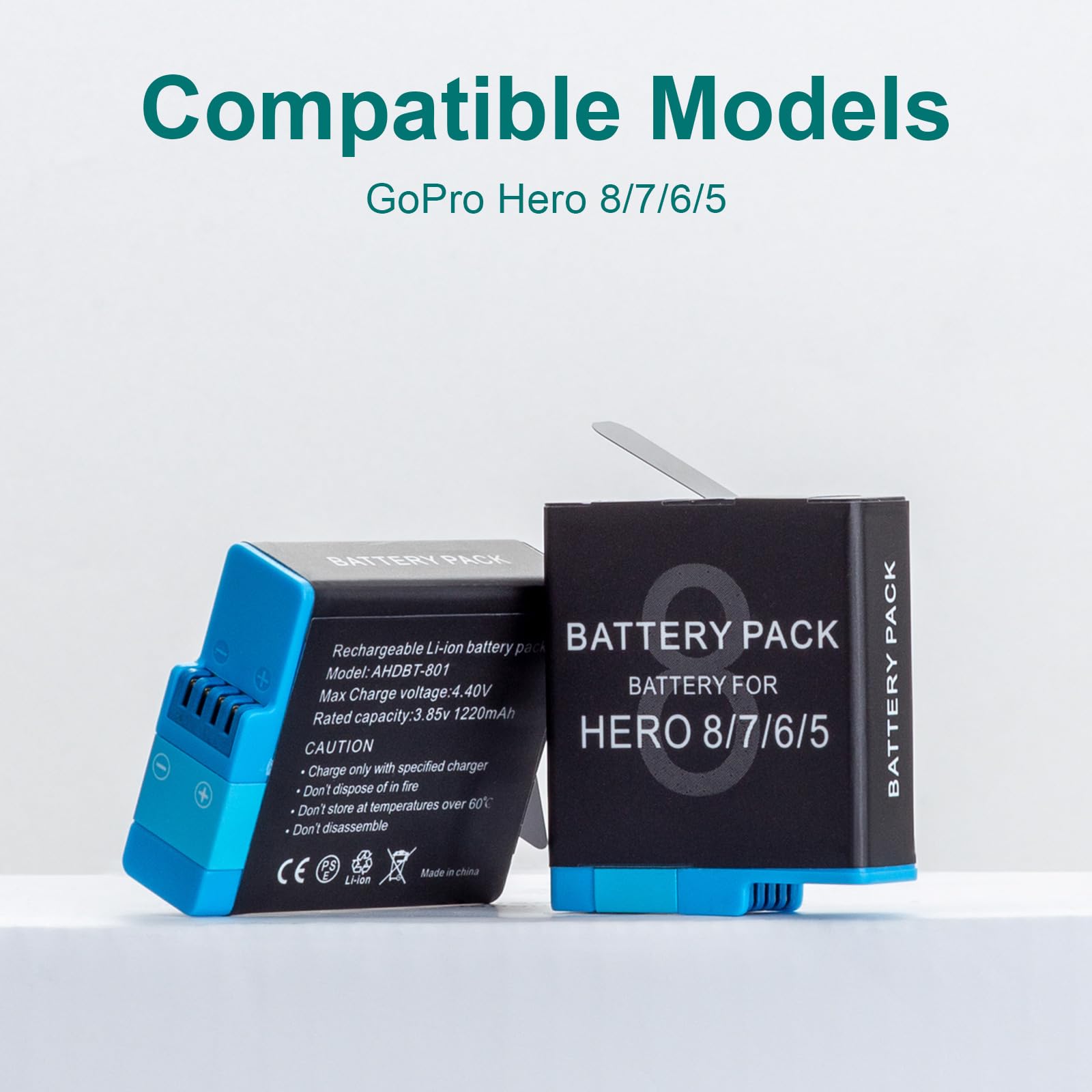 Kit de chargeur de batterie pour GoPro Hero 8, 7, 6, 5 triple chargeur et boîte de rangement de batterie, chargeur à 3 canaux avec 2 batteries lithium-ion rechargeables pour GoPro