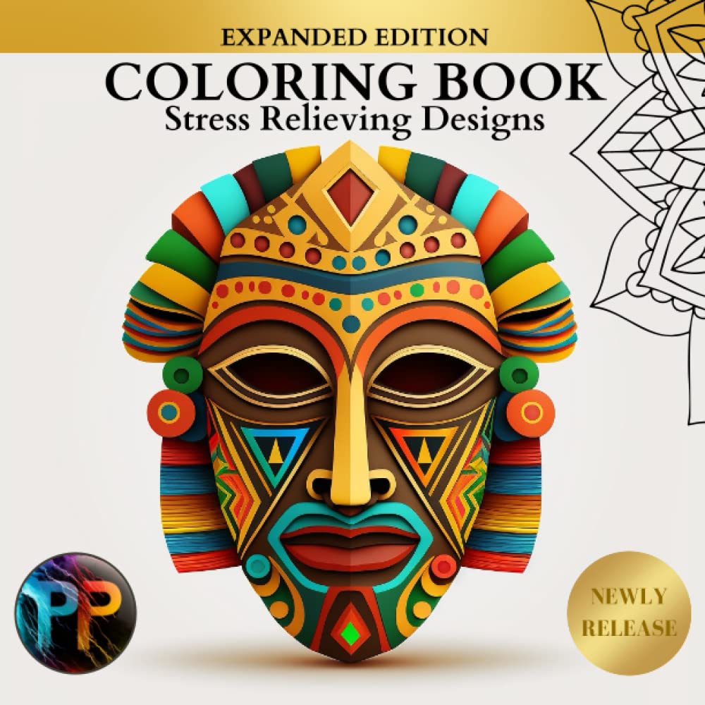 Coloring Book African Mask: Stress Relief Design