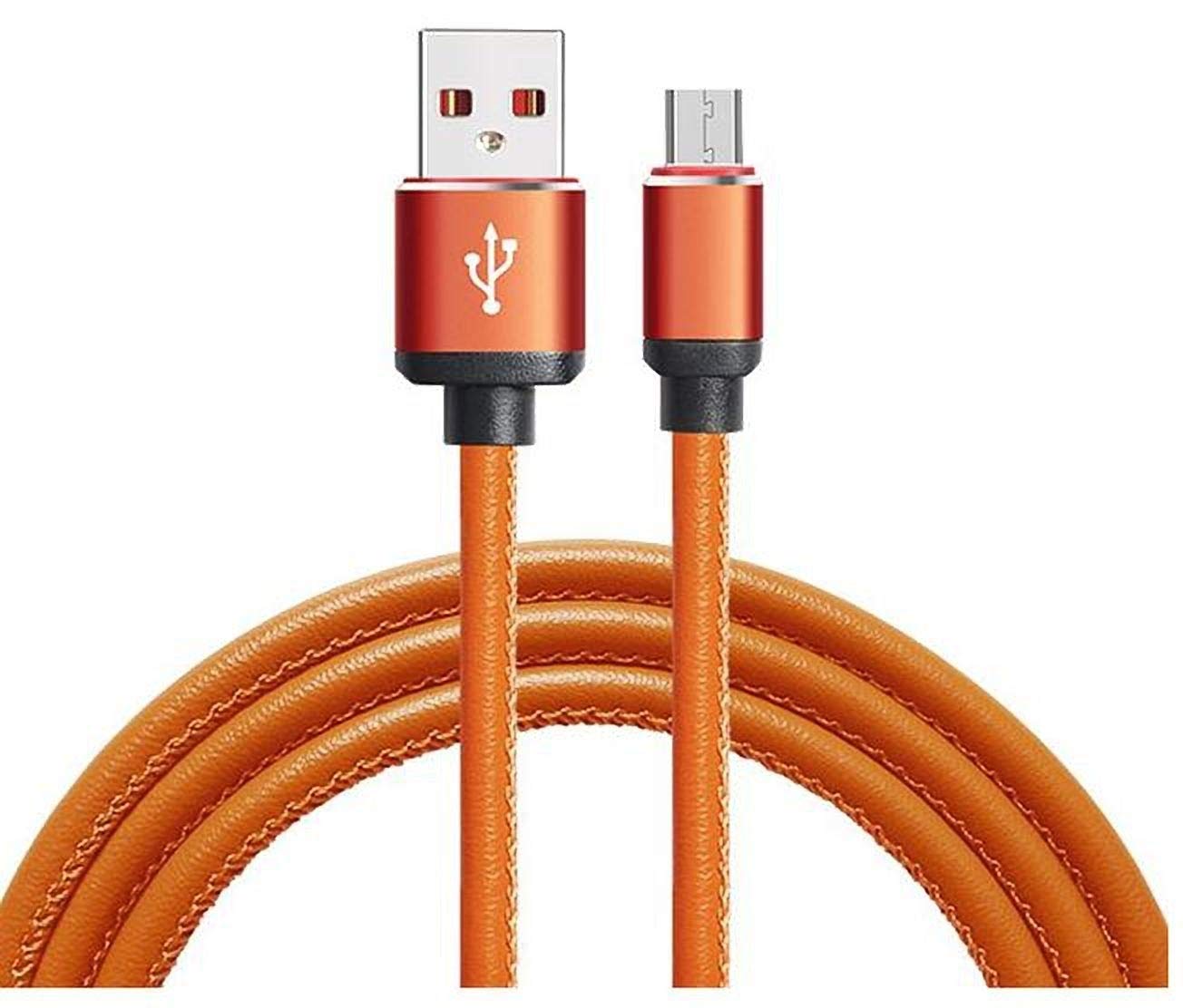 IONIX Braided Leather Charging/Data Cable, Micro USB Data Cable Tough & Unbreakable Braided Cable, Fast Charging Support, 2.4 AMP Charging & Data Sync USB Cable Compatible for All Android Devices