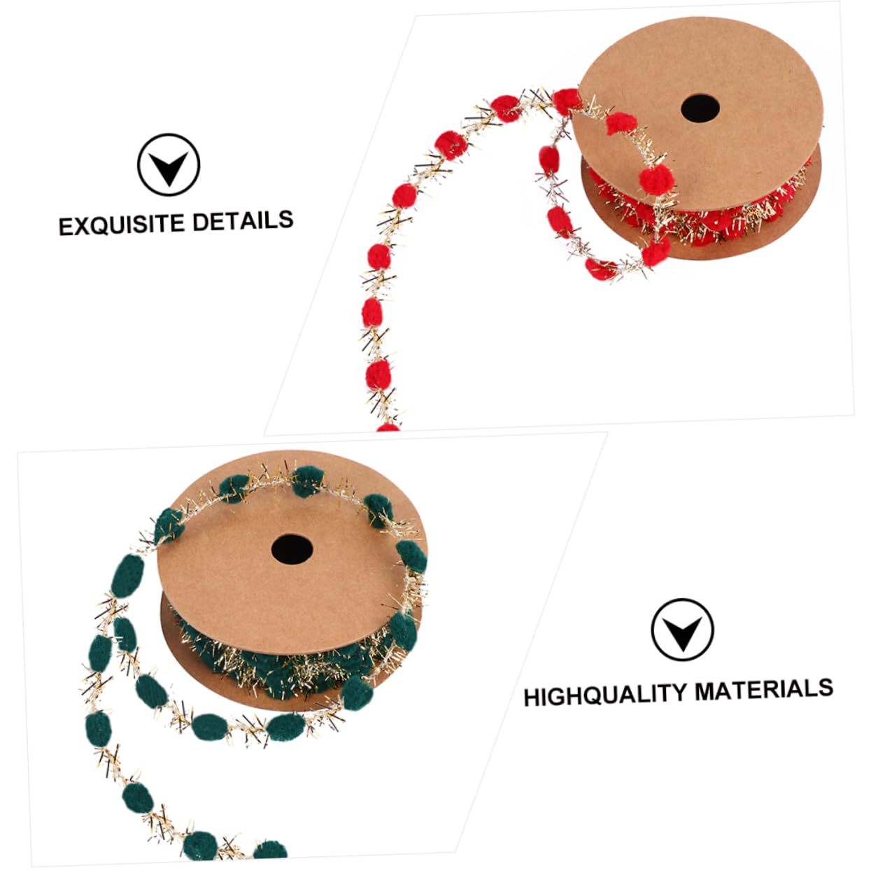 Operitacx 6rollos Cintas De Navidad De Ribbons De Pom-poms Para Manualidades y Decoraciones De Árbol De Navidad Fáciles De Cortar y Reutilizables