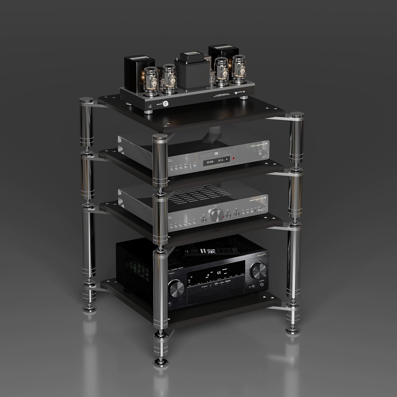 Armadio stereo – mensola per proiettore, supporto audio-video, supporto AV multimediale, armadio aperto per componenti stereo con piedini ammortizzanti, armadio multifunzione (#a, 59 x 59 x 80 cm)