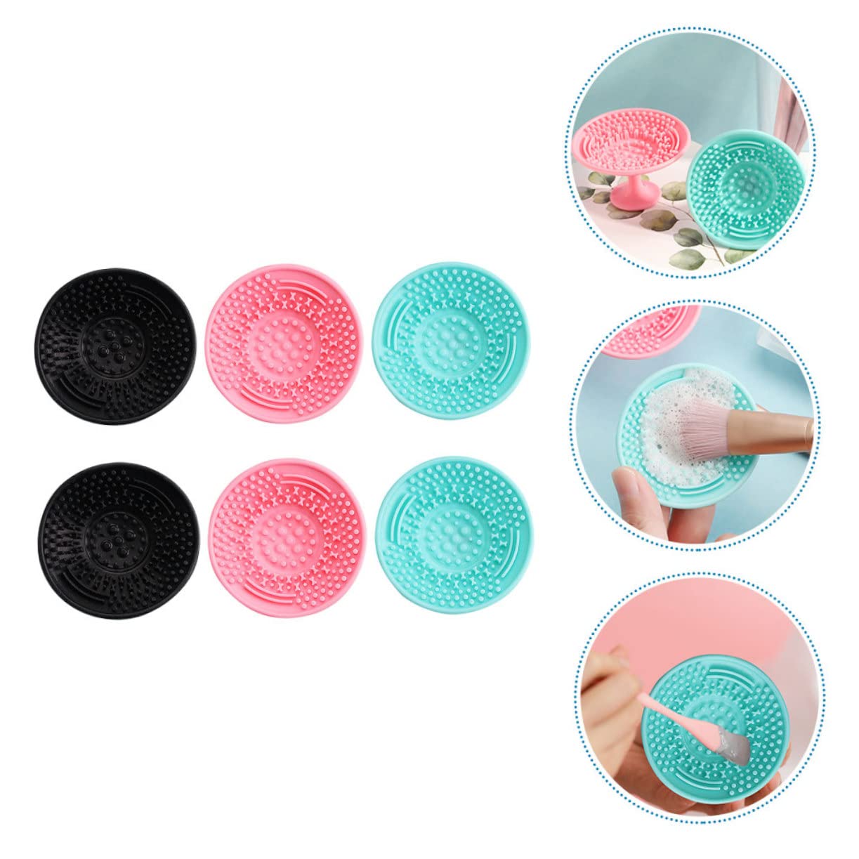 MAGICLULU Lot De 4 Pinceaux De Maquillage Ergonomiques Gobelets De Nettoyage En Silicone Tapis De Brosses Cosmétiques Design Peu Encombrant 6 Pièces X 4