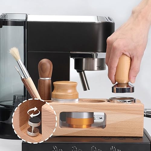 Miniatura 4 de Soporte para manipulación de filtro de café de madera, soporte para manipulaciones de café, base de madera para máquina de café de 51 a 2.126in