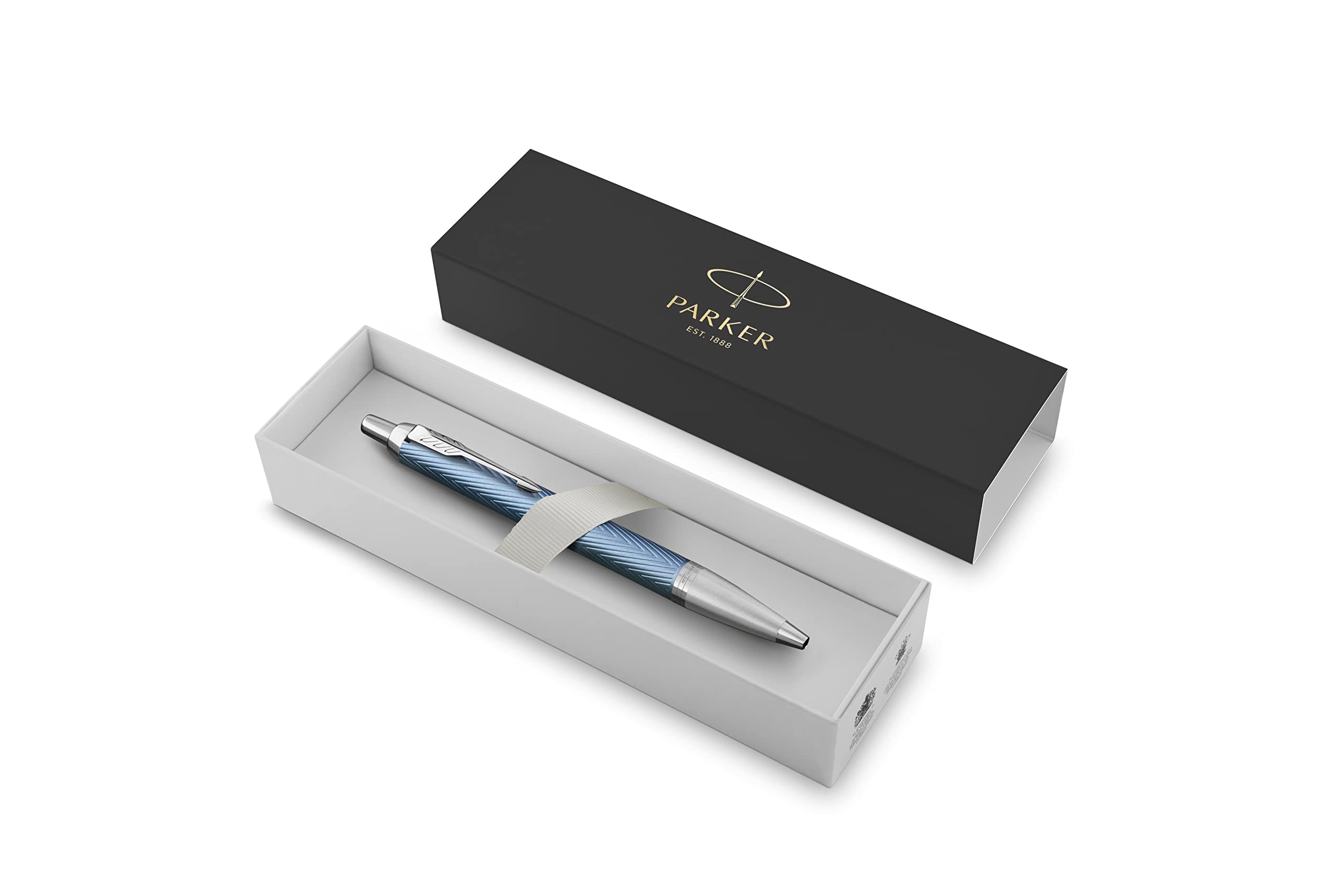 PARKER IM Twist - Stylo à bille de qualité supérieure - Avec gravure - Encre bleue - Élégant et personnalisé - Personnalisable - Pour anniversaire de mariage - Bleu gris C.C