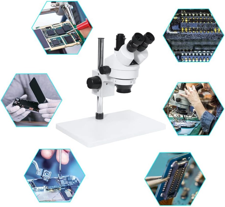 Microscopes Equipment for Industrial Lab Simul-Focal 3.5X-180X Stereo Microscope Trinocular Microscope + 0.5X 2.0X Auxiliary Objective Lens for PCB Repair(7X-45x)