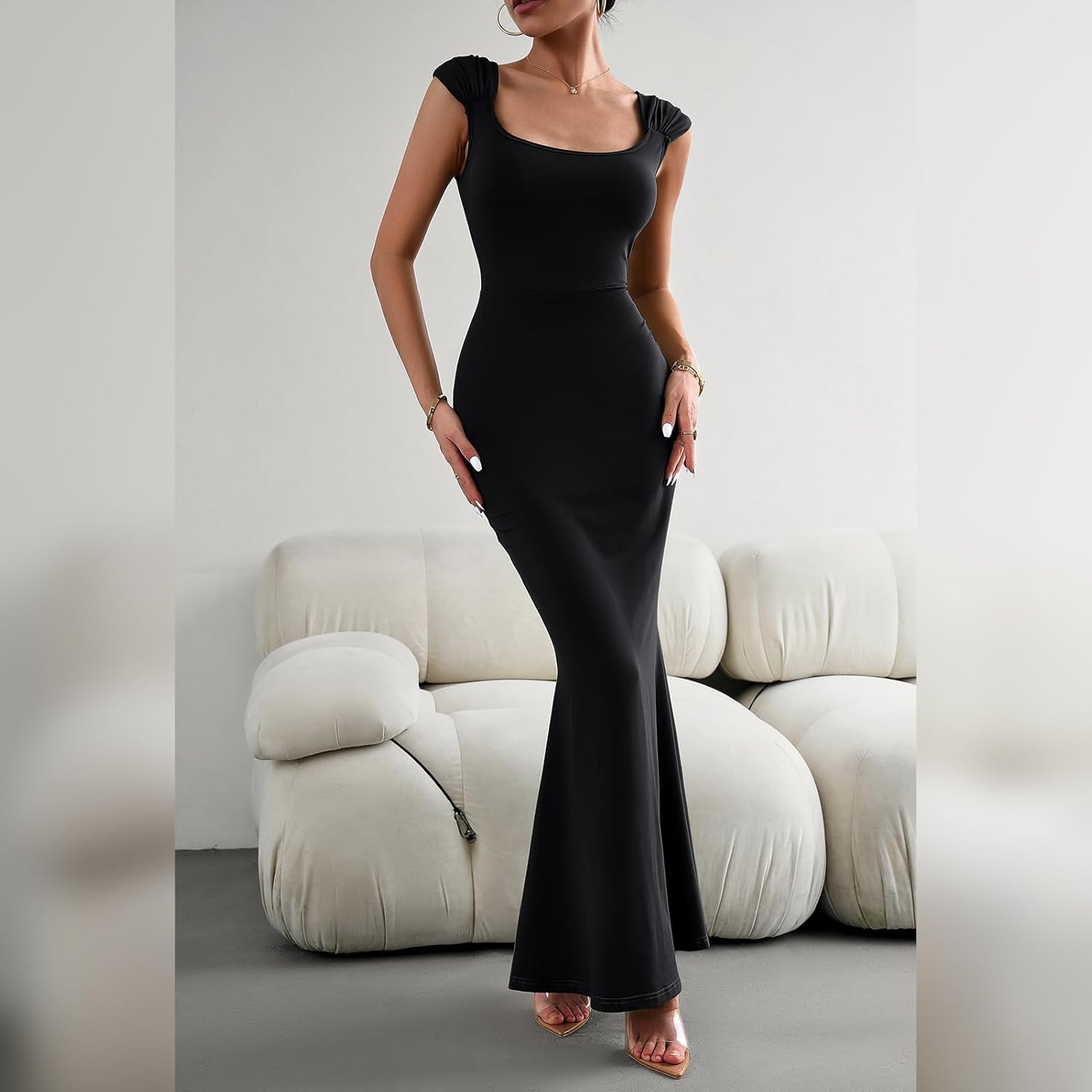 ODIZLI Long Bodycon Dresses For Women Sexy Sleeveless Dress Cap Sleeve Maxi Cami Dresses for Women - Image 6