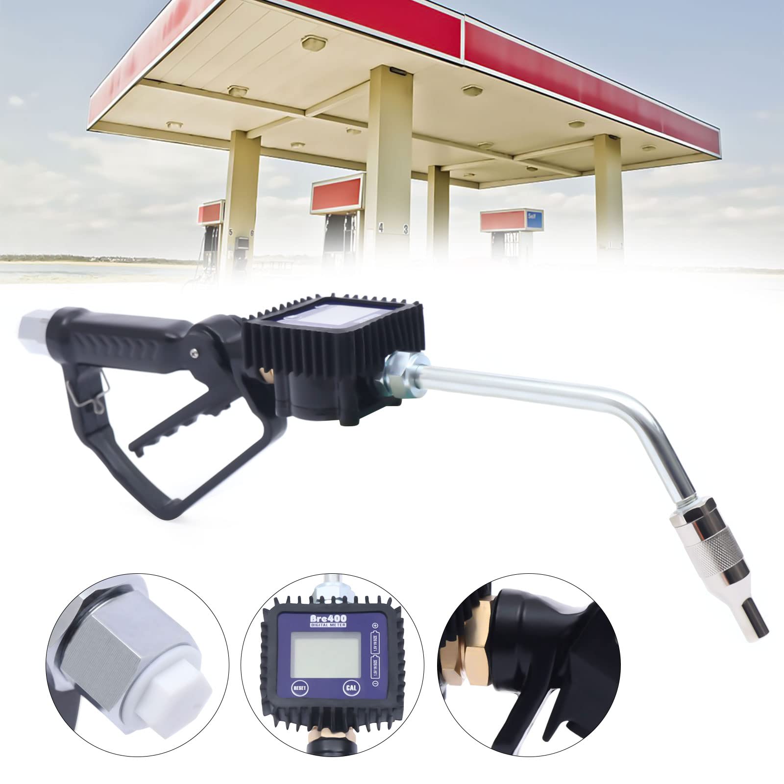 Electronic Oil Metering Gun Oil Control Valve Meter Digital Oil Gun Dispensing Nozzle Air Operated Oil Transfer Pump Digital Petrol Motor Oil Fluid Dispenser Pump Control (Hard Tube)