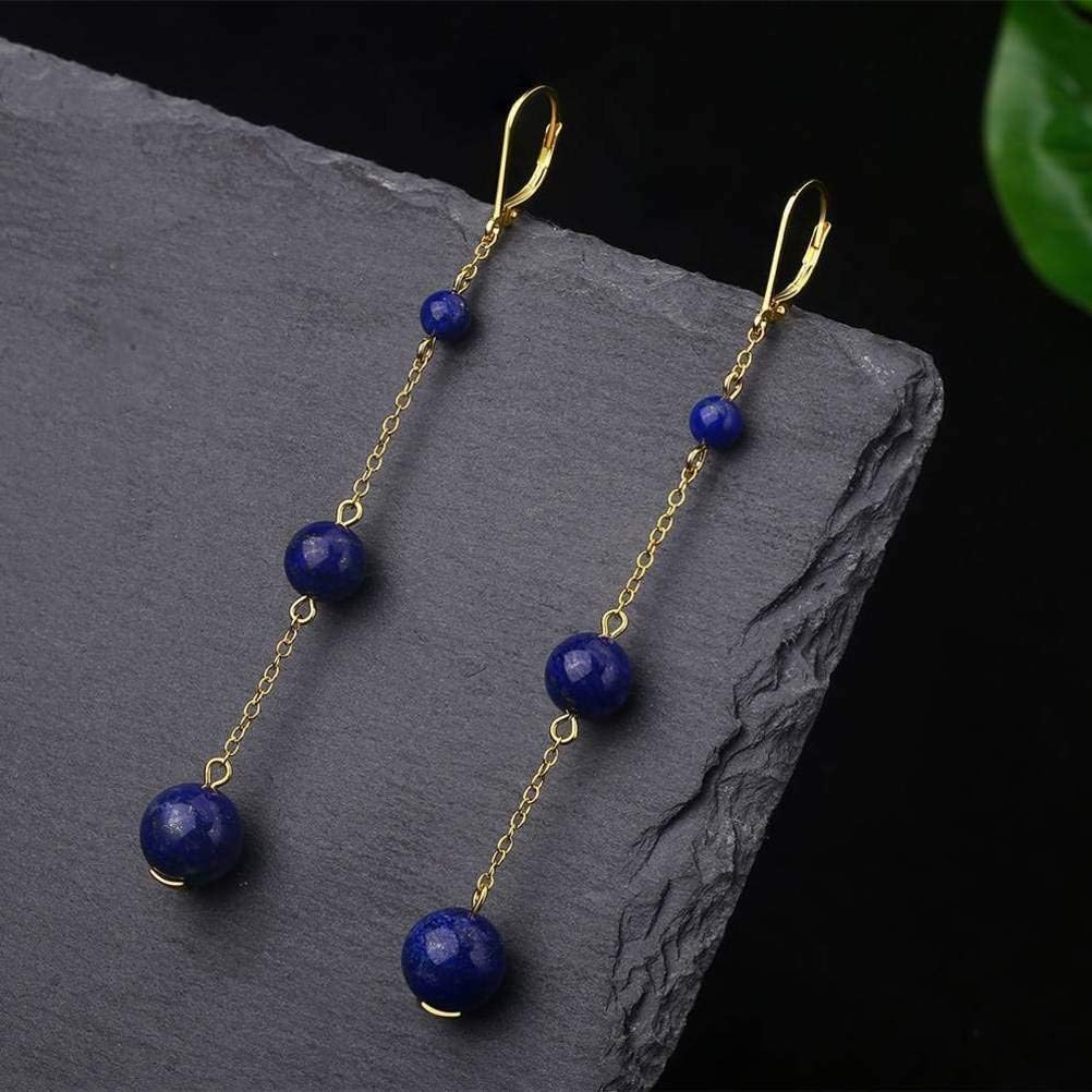 Ohrringe Für Frauen, Chinesischer Stil Ohrhänger S925 Sterling Silber Lapislazuli Ohrringe Lange Persönlichkeit Ohrringe Vergoldete Einfache Mode Ohrringe