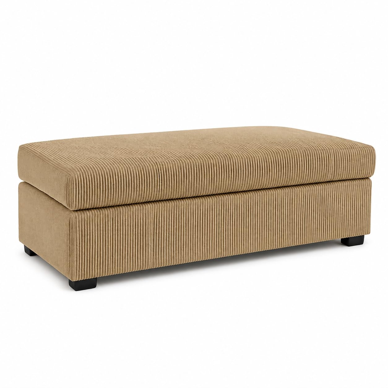 SofaSelection Jumbo Cord Large Footstool — Lounger Filler for U-Shape Sofas or Standalone Ottoman, Memory Foam Top, Machine-Washable Cover, Birch Frame, UK Made (Beige, Footstool)