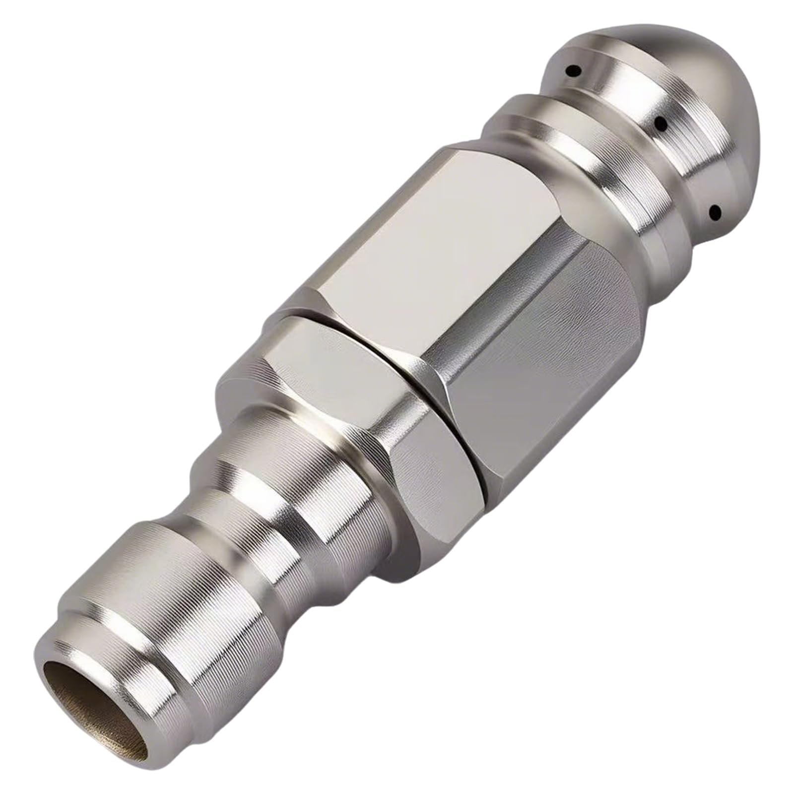 MNFPSJB Pressure Washer Sewer Jetter Nozzle, Stainless Steel 5000 PSI Drain Cleaning Nozzle, 1/4" Quick Connector, 1 Front 6 Rear Jet Holes for Pipe Dredging