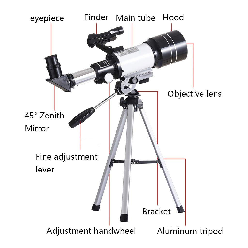Telescopio astronómico para Adultos para niños, Soporte para telescopio de Viaje, trípode con Elemento óptico Totalmente Recubierto Multicapa, telescopio portátil