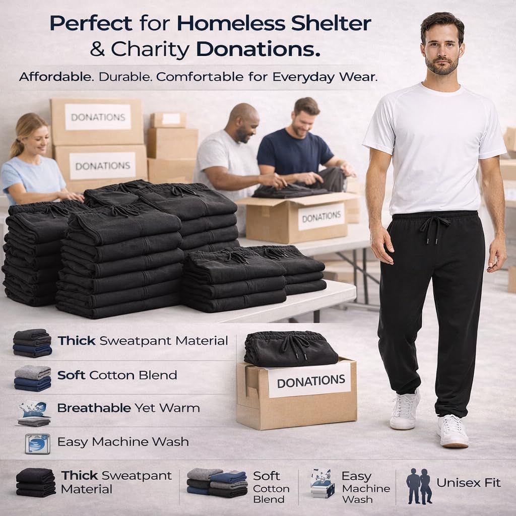 BILLIONHATS 24 Pack Adult Joggers Pants, Mixed Assortment Colorful Jogger Bulk Sweatpants Wholesale for Donations, Homeless