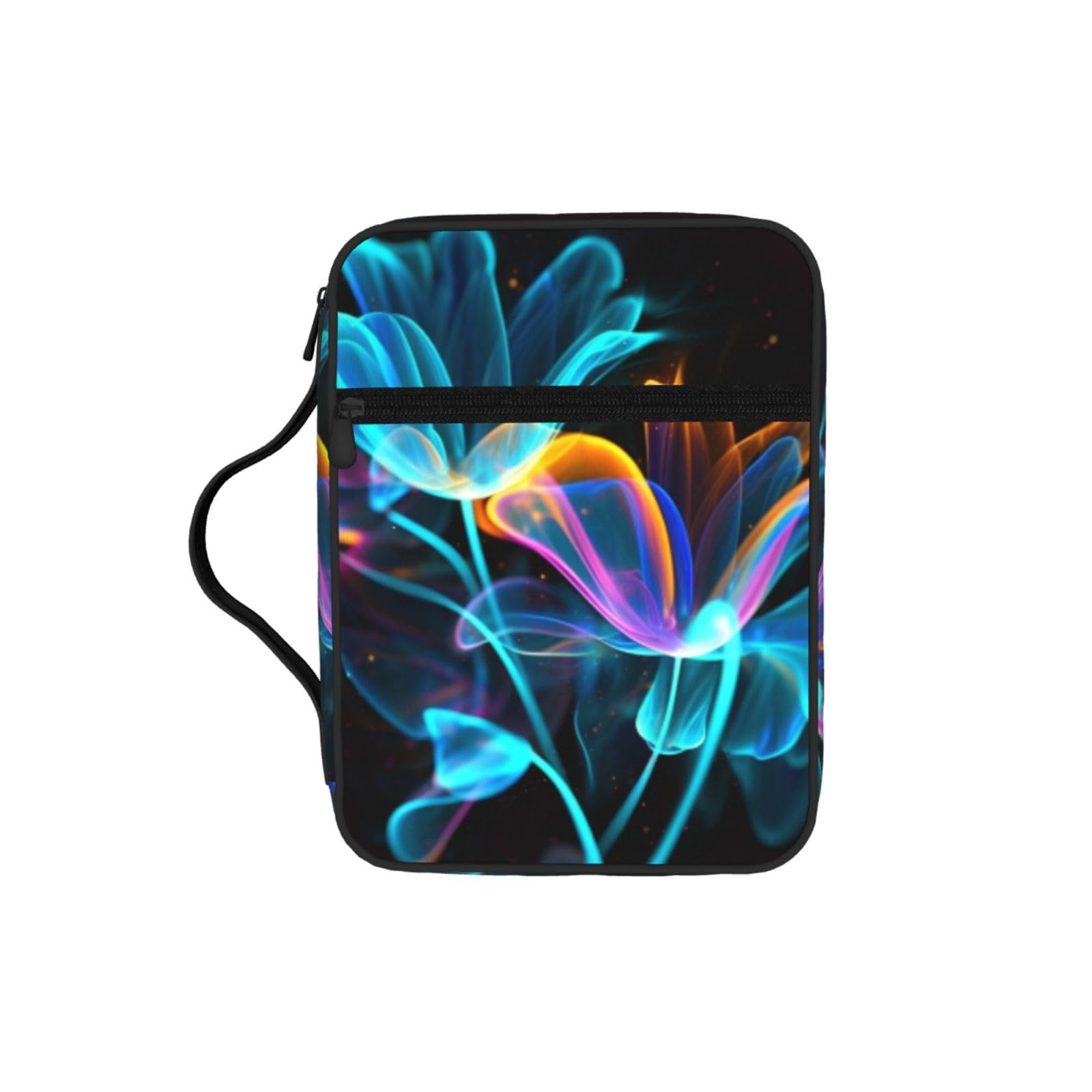 Neon Flowers Bible Cover Case Waterproof Bible Bag With Handle Organizer Storage Book Cover For Bible Study