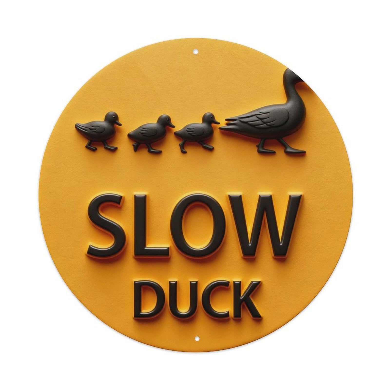 Duck Crossing Warning Sign Pattern_1 Round Metal Tin Sign Vintage Wall Decor, Bar Garage Cafe Kitchen Home Wall Art Poster 8x8inches