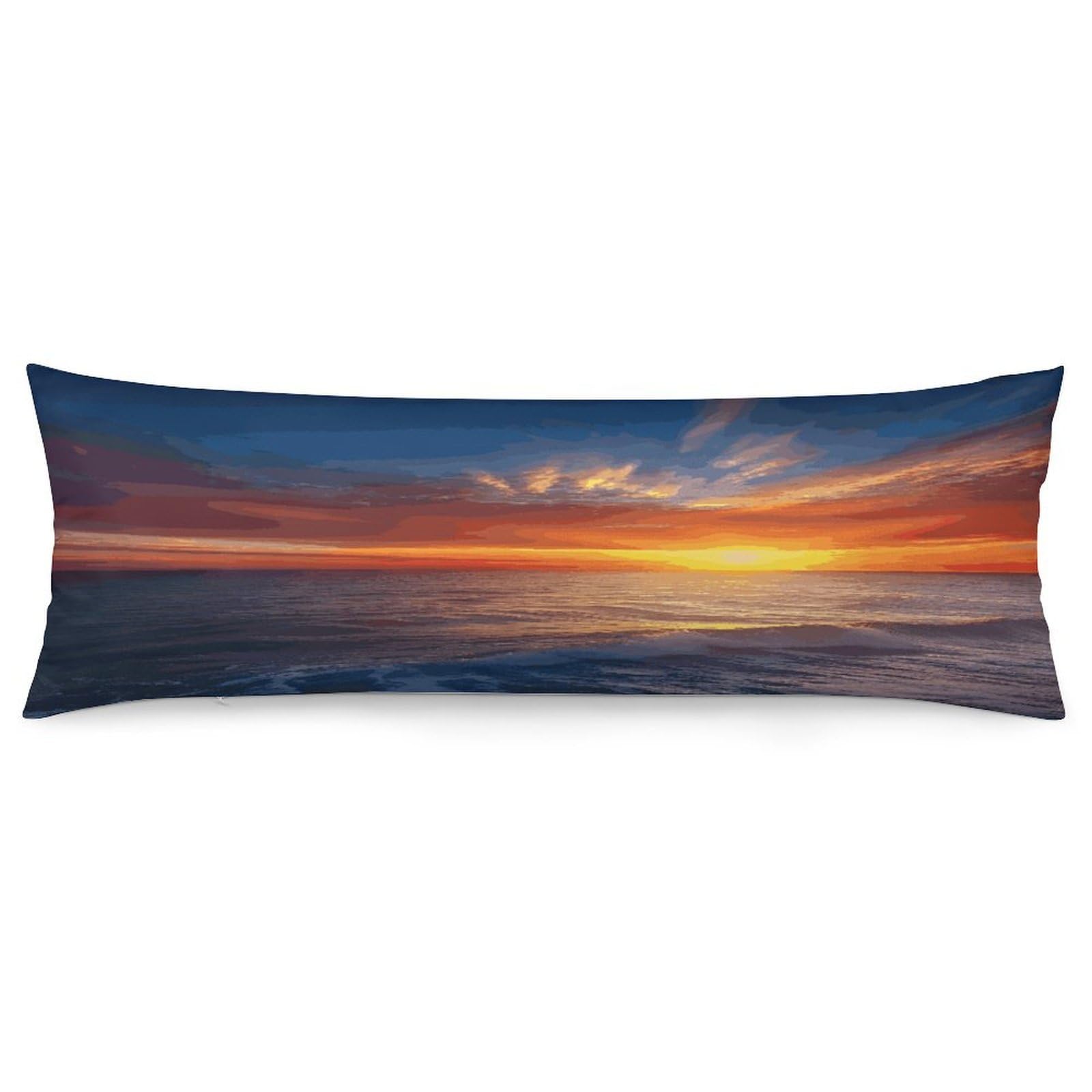 Sea and Sunset Pillowcase Decorative Long Body Pillow Case Soft Breathable Body Pillow Cover Modern Large Pillowcase Cute Body Pillow Pillowcases for Bedroom Couch 18.9 X 53 Inch