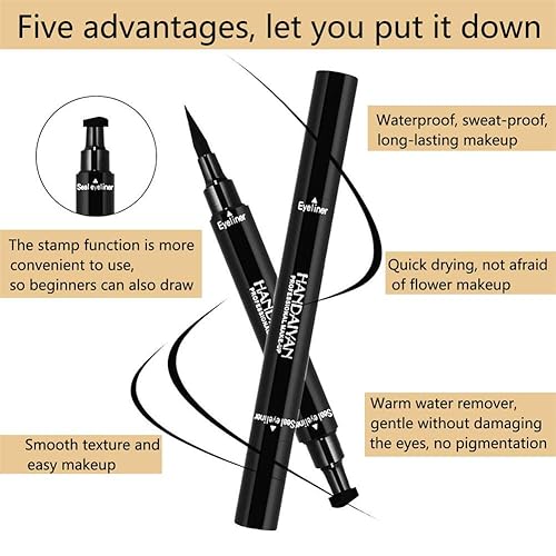 Miniatura 7 de Paquete de 2 sellos delineador de ojos contra el agua sello delineador de ojos de doble extremo para ojos de gato perfectos delineador de ojos