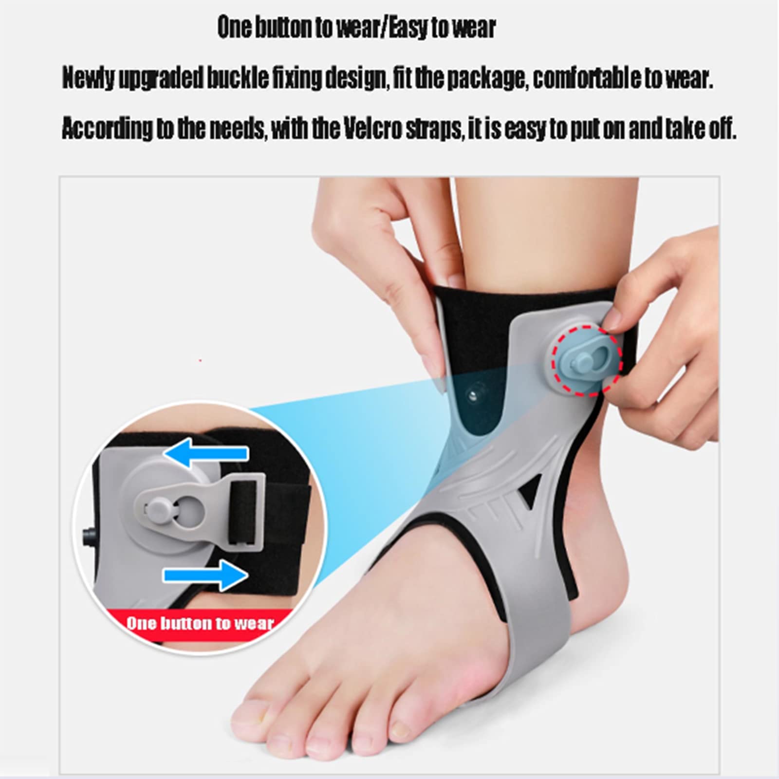 Soporte para la Periostitis Tibial, ortesis para pie caído, Soporte para Tobillo con Bolsa de Aire Inflable cómoda para hemiplejia, Zapatos para Caminar (B/Izquierdo-Medio)