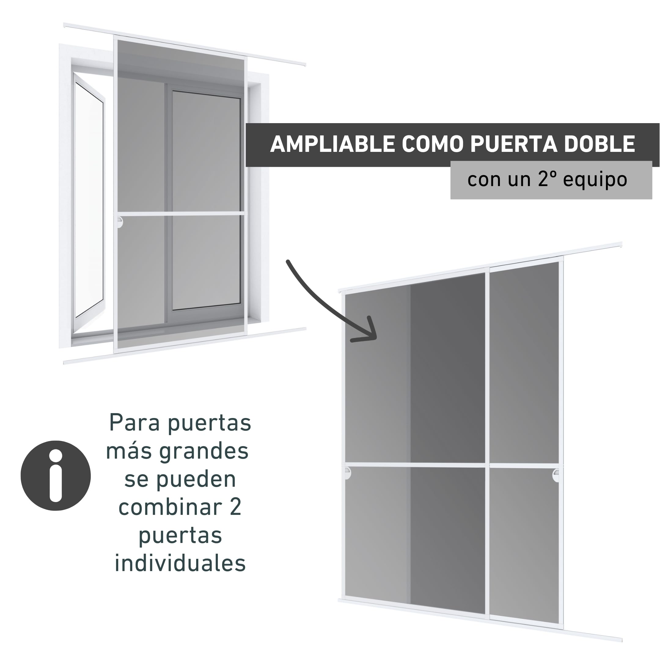 Windhager mosquitera corredera Expert, Marco de Aluminio para Puertas, 120 x 240 cm, Blanco