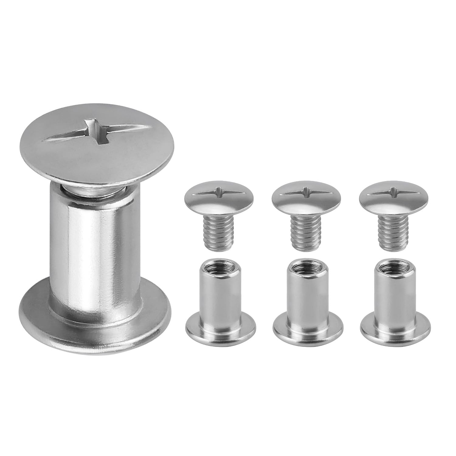 Glvaner 40 Sets M3 x 6mm Binding Screws, 304 Stainless Steel 18-8, Cross Head Chicago Screw Bingding Post Screw Kits for DIY Leather, Photo Albums, Bookbinding, Scrapbook, Belt