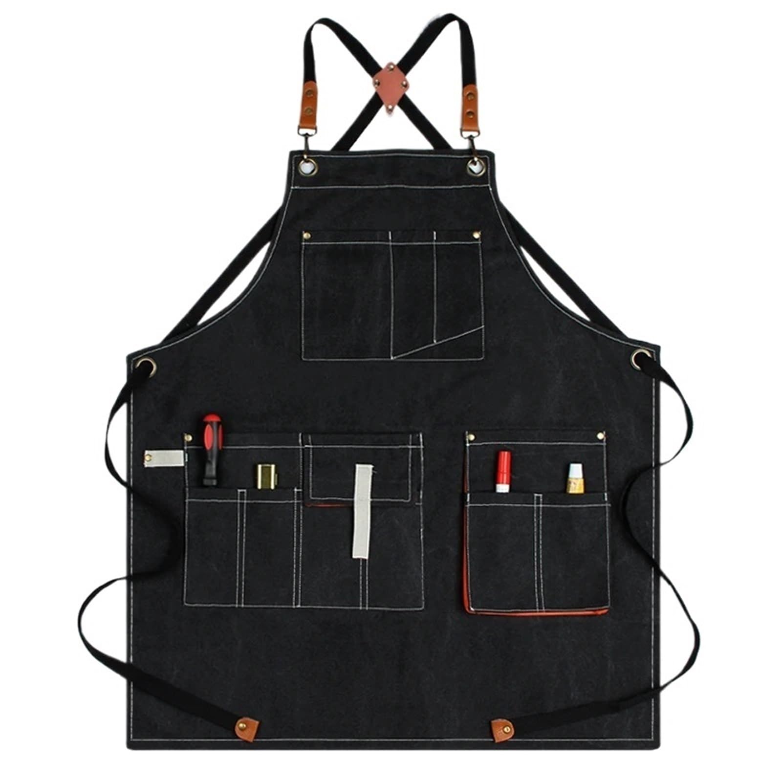 Avental de Ferramentas Delantales de trabajo ajustables de lona vaquera de 2 piezas con bolsillos for herramientas for peluquería, repostería, cafetería, carpintería y pintura, impermeables. para Carp