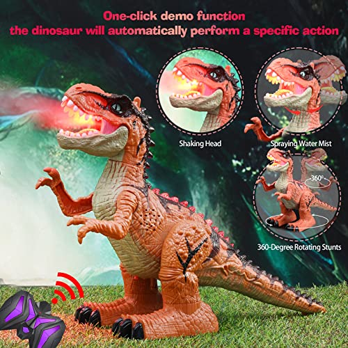 Eppo Rc Dinosaur Toy For Kids, 8 Channel 2.4G Tyrannosaurus Rex With Spray Function And Cool 360° Rotating Stunt, It Glows And Makes Realistic Roar, Suitable For 6-8-11 Years Old Boys And Girls #TOP1