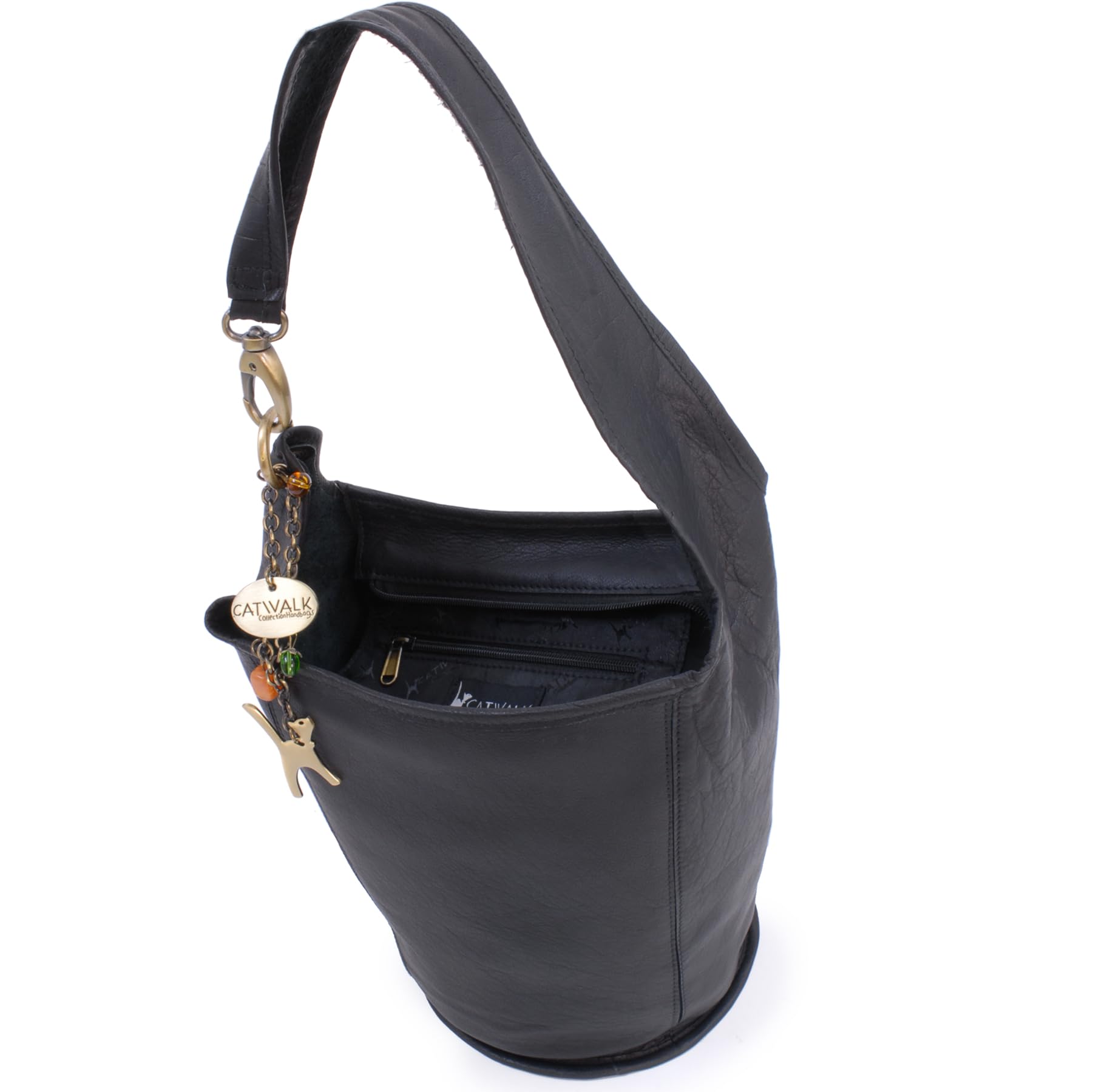 Catwalk Collection Handbags - Damen Leder Schultertasche - Beuteltasche/Handtasche Mittelgroß - Glastonbury