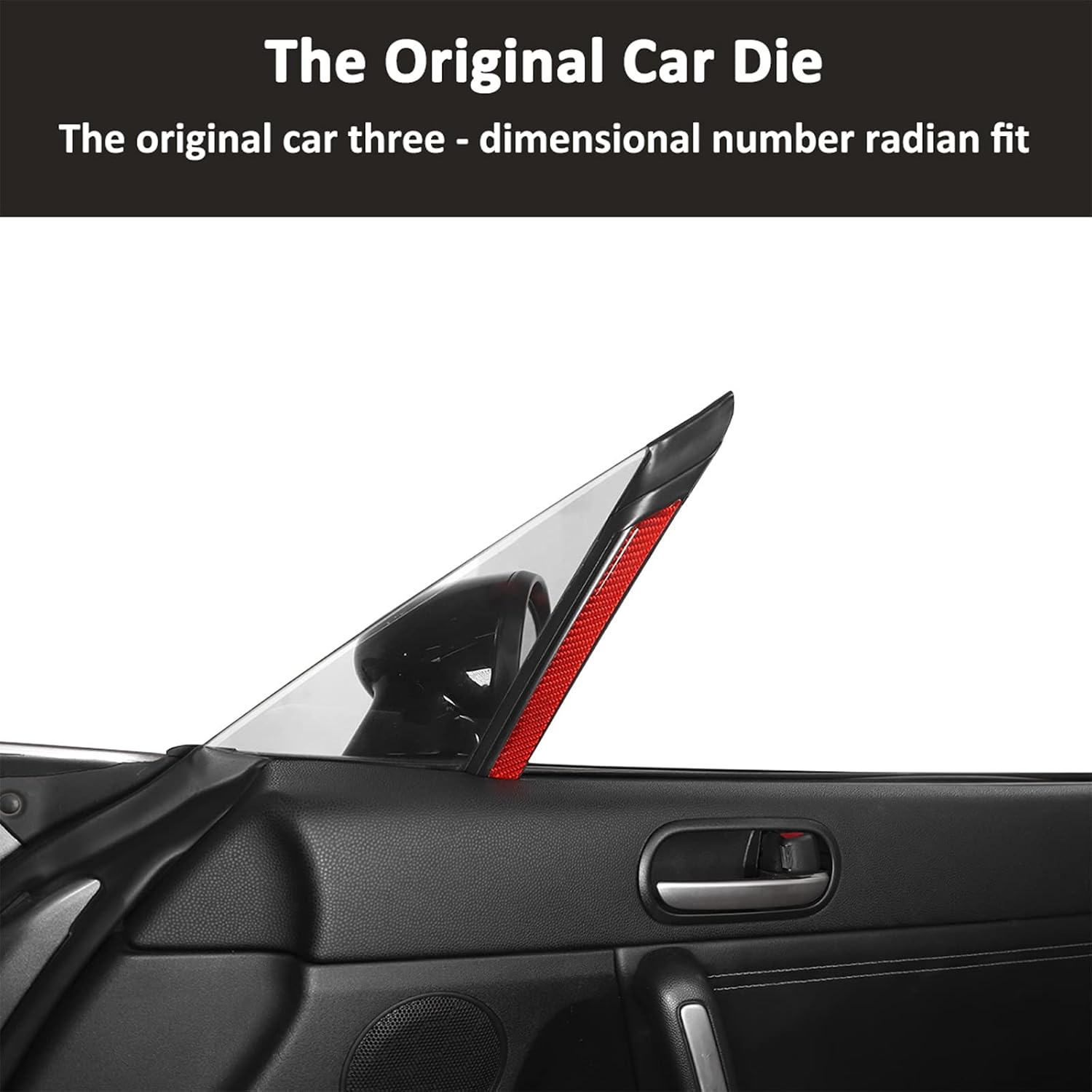 Soft Carbon Fiber 3D Sticker Car Door Window A-Pillar Trim Sticker,for Mazda MX-5 NC RF Miata 2009 2010 2011 2012 2013 2014 (Red Carbon Fiber)