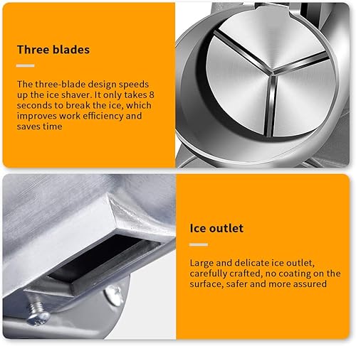 Miniatura 8 de Máquina de hielo afeitado, máquinas eléctricas de cono de nieve de 3 cuchillas, máquina trituradora de hielo de 380 W, trituradora de hielo de 286