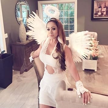 Angel Costume Wings and Halo White Angel Costume for Girls Kids Women Adult Halloween