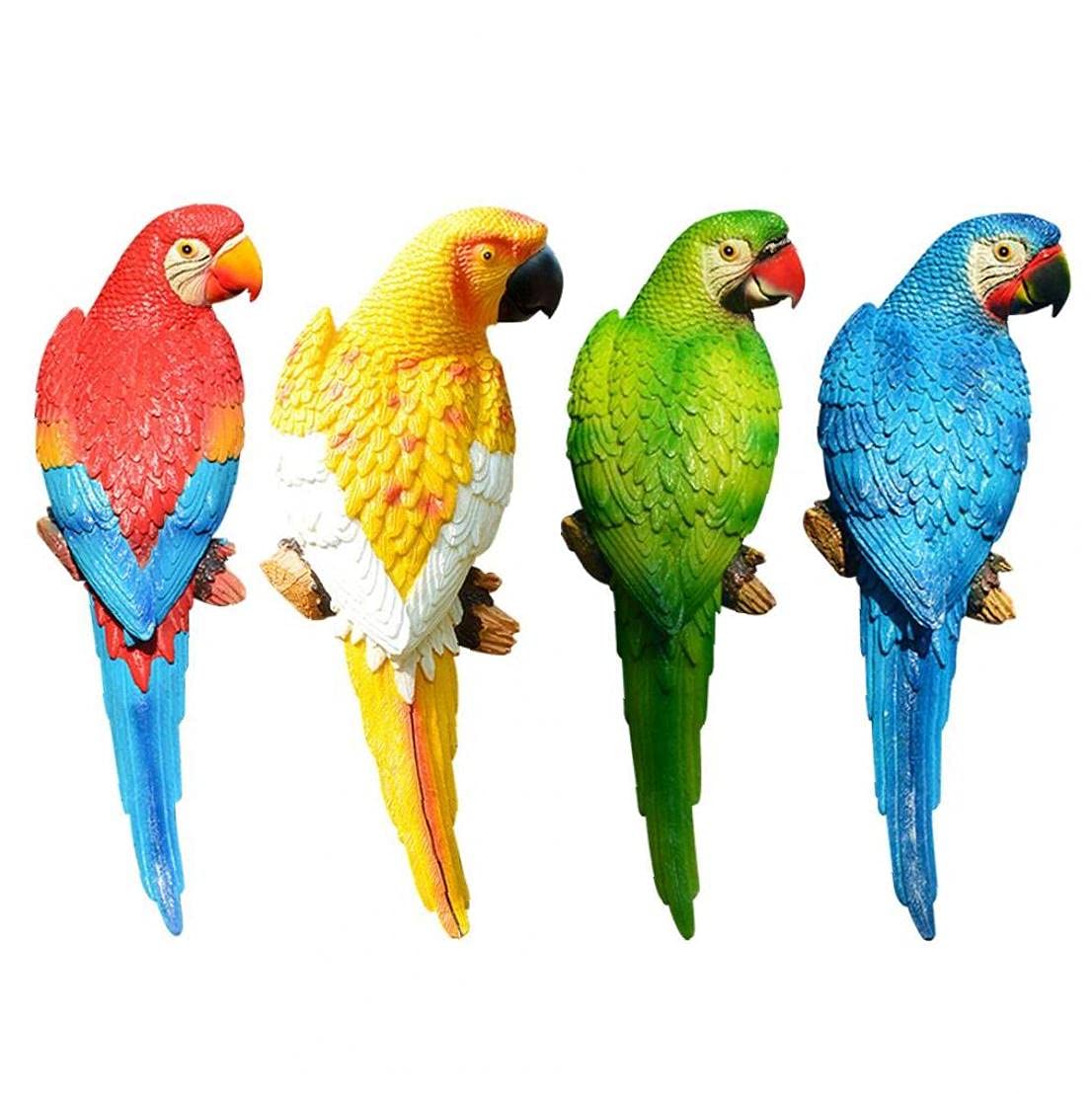 Garden Parrot Ornament Resin Ornament Parrot Toy Birds Animal Model Art Craft Ornament Wall Decor for Home Garden Tree