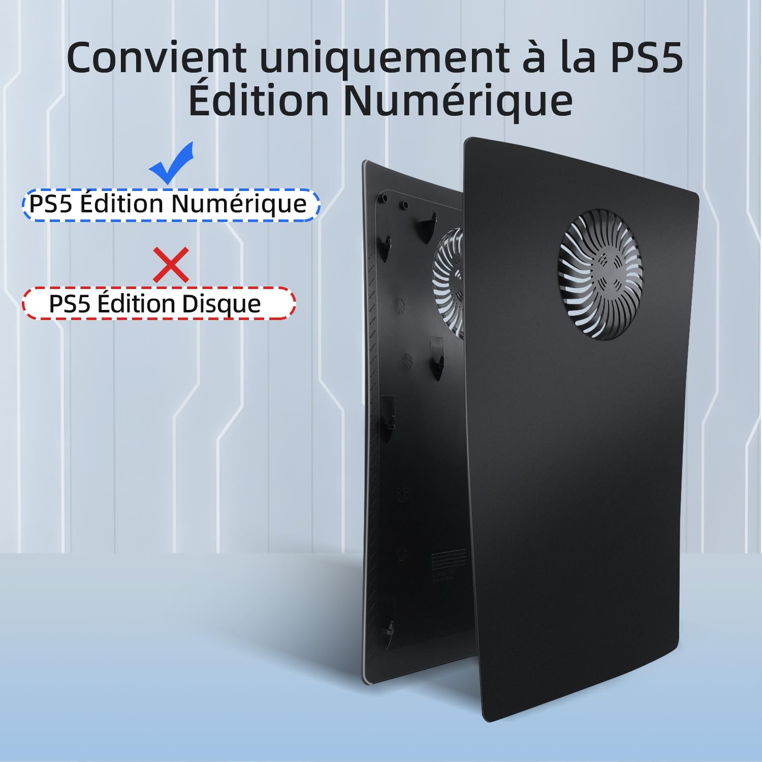 Mcbazel PS5 Console Faceplate Cover avec Refroidissement Air Slots Façade de Remplacement pour PS5 Digital Edition Console Anti Scratchproof Dustproof PS5 Plates – Noir(Pas pour PS5 Slim)