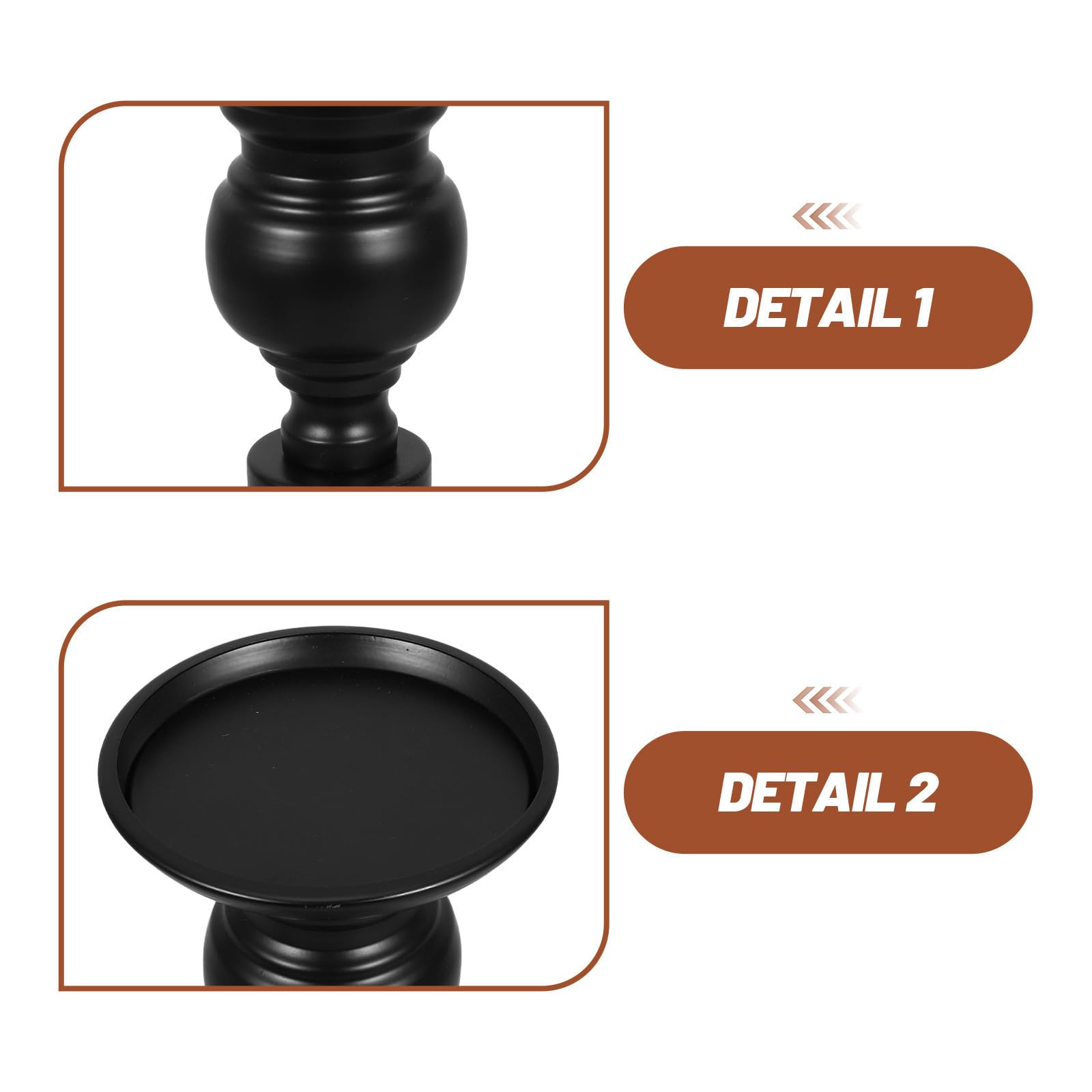 Candelabro Decorativo de Metal Negro 3 Piezas para Velas