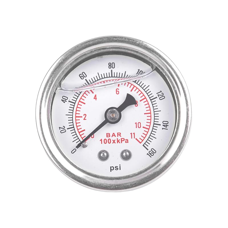 Manômetro de pressão de combustível ZHSYMX 0–1.103 kPa, mostrador branco de 3,81 cm, conexão traseira 1/8" NPT – 1 unidade