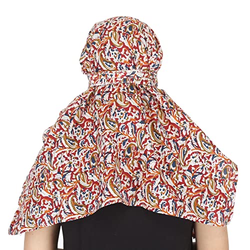 Image of Scarf Face Cover Mask Sun Protection Hair,Head, Neck, Nose Safety Head Wrap Scarf For Women Girls Daily Use Dupatta Hijab Double Layer Cotton Printed Kalamkari