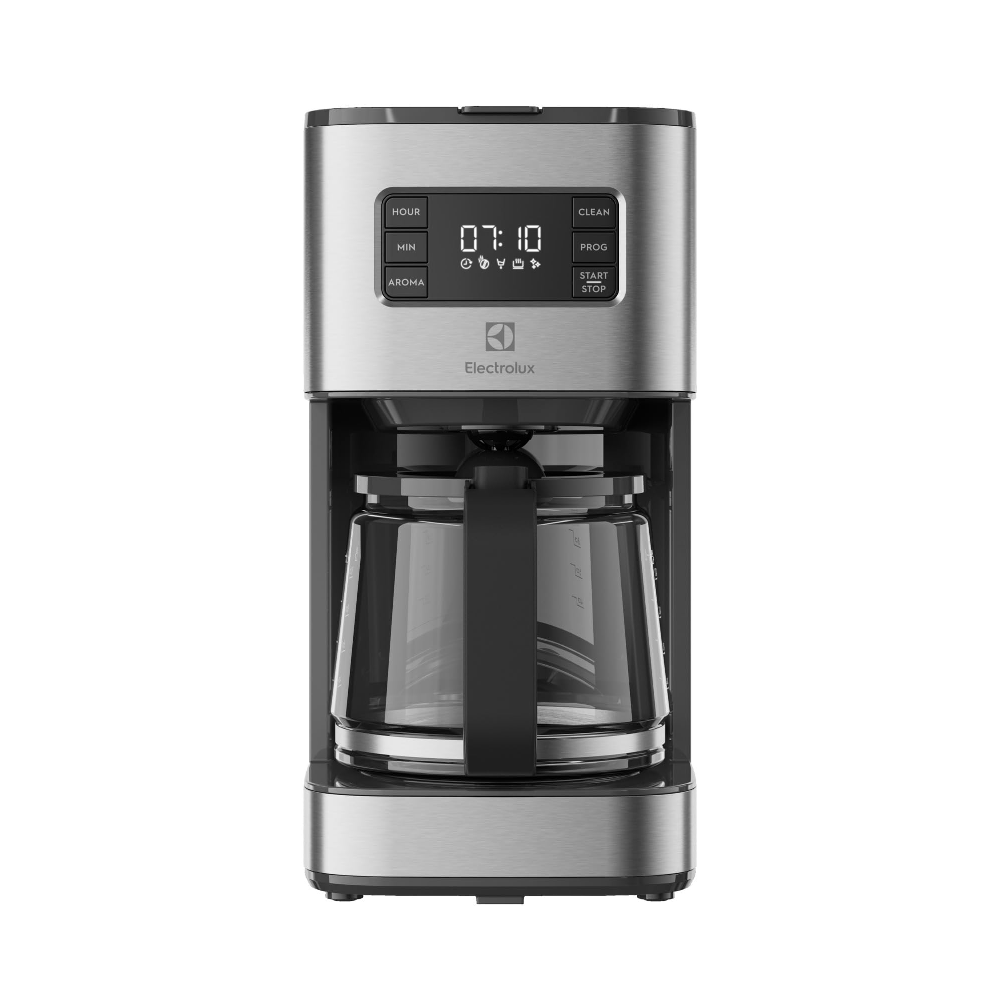 Electrolux Cafetière filtre Create 5 E5CM1-6ST, Sélection d'arômes et minuterie programmable, Puissance 1000 W, Verseuse isotherme 1,38 L, Arrêt automatique, Acier Inoxydable