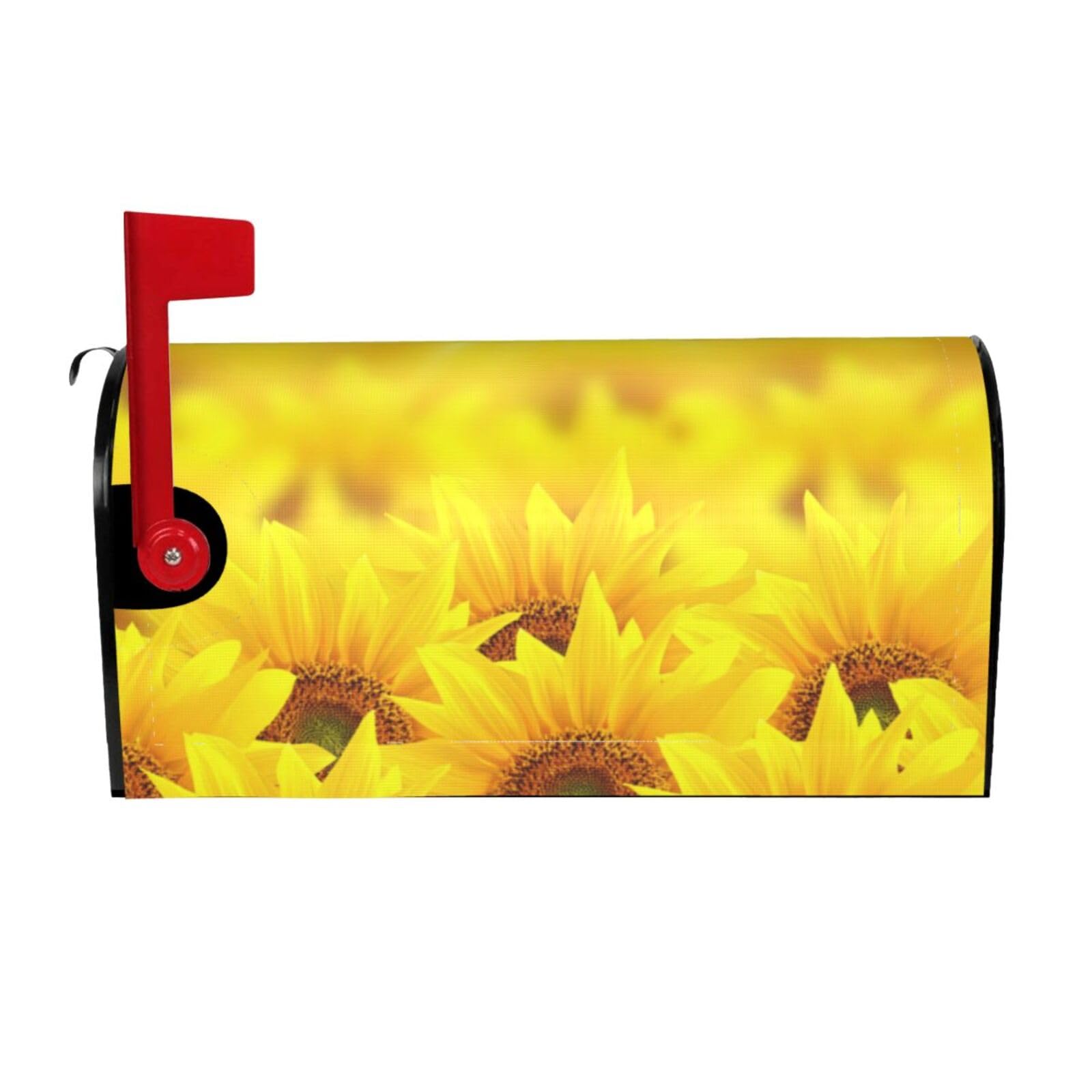 Yellow Sunflower Print Mailbox Cover Wraps Post Letter Box Cover Decor For Outside Garden Yard Farmhouse Home