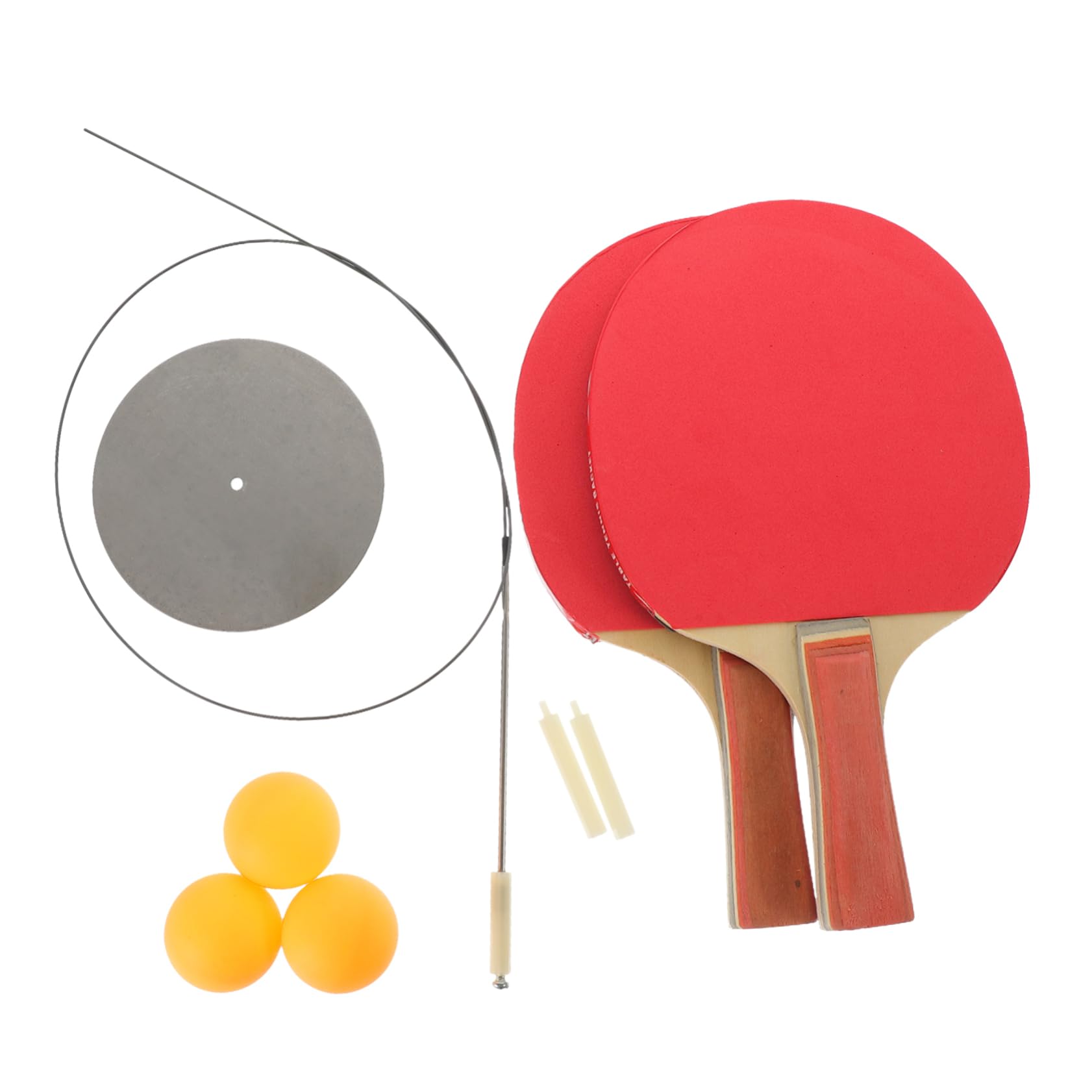 OSOLADY Self Training Table Tennis Racket for Elastic Shaft Indoor Home Practice Tool with Non Slip Base for Developing Skills and Improving Reaction Red