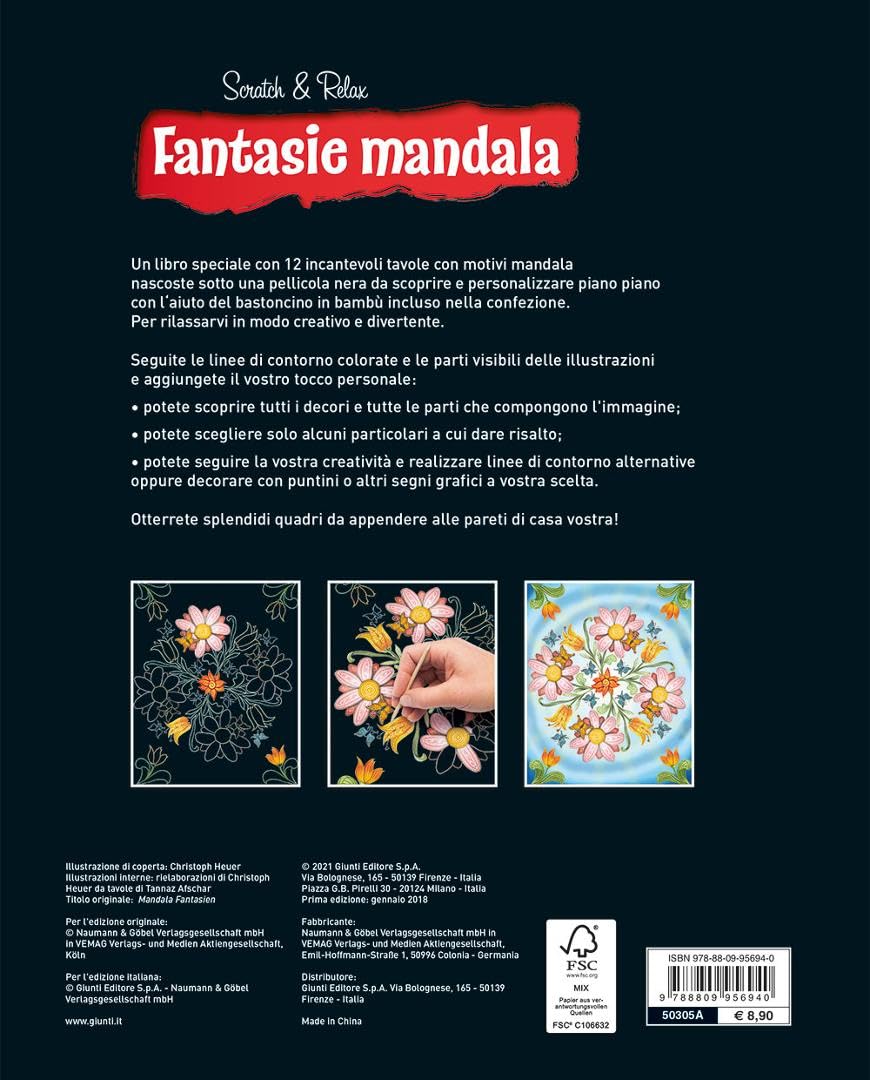 Fantasie mandala. Scratch & relax. Con bastoncino in bambù