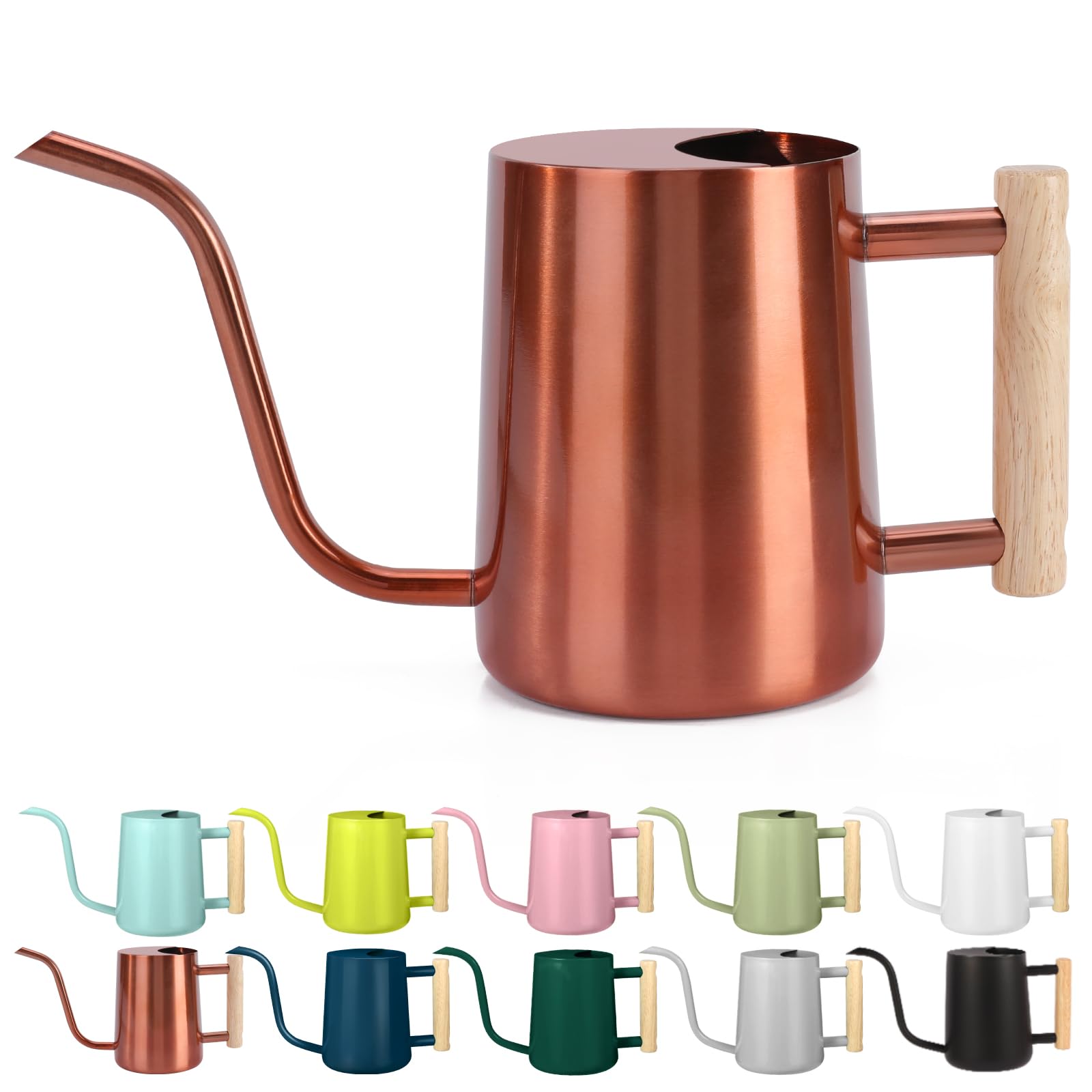 Watering Can Indoor Plants, 35oz Small Watering Can Stainless Steel Metal Watering Cans Modern Decorative Watering Pot with Long Spout for Indoor House Plant Bonsai Garden Flowers- Copper โ image 1