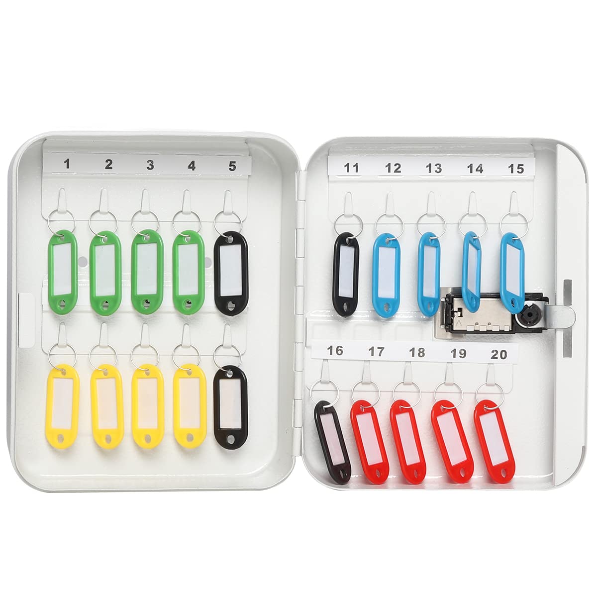 Decaller Secure Key Box with Combination Lock, Key Cabinet Wall Mount Lock Box with 20 Hooks, 7 4/5" x 6 1/5" x 2 4/5"