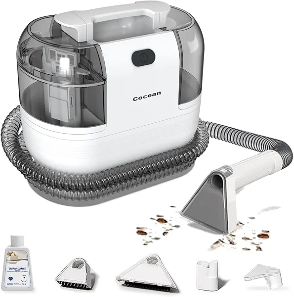 COCEAN Multi-Purpose Portable Carpet and Upholstery Cleaner, Carpet Cleaner Machine Powerful Suction Spot Cleaning, Deep Stain Cleaning for Carpet, Car Seats, Pets, Couches, with BrushHead
