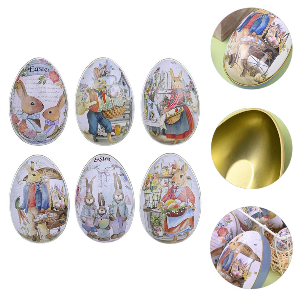 TOYANDONA 6pcs Easter Egg Tin Box Easter Bunny Metal Candy Box Fillable Metal Empty Shells Toys for Kids Easter Egg Hunt Party Favors S - Image 4