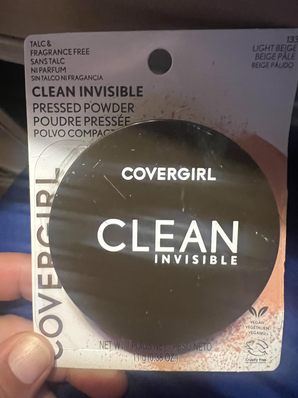 Covergirl Clean Invisible Pressed Powder, Lightweight, Breathable, Vegan Formula, Golden Caramel 180, 0.38oz