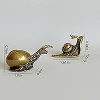 Vista 4 de 3Pcs Brass Snail Statue Decor, Retro Mini Copper Snail Statue Home Decoration for Living Room and Desk, Outdoor Pond Garden Lawn Decor