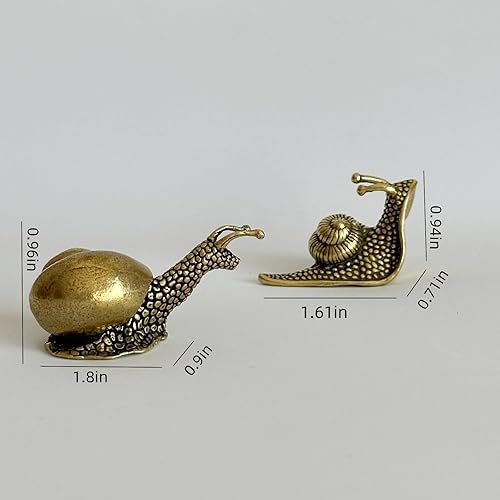 Miniatura 4 de 3 piezas de decoración de estatua de caracol de latón, mini estatua retro de caracol de cobre, decoración del hogar para sala de estar y escritorio,