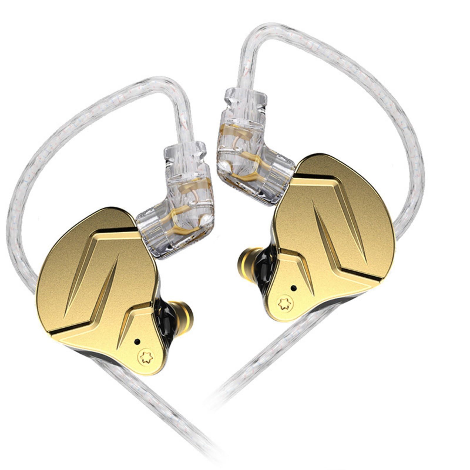 Cuffie Gaming in Ear Auricolari Headset con Microfono Filo Cablato Driver 10 Mm Alta Fedeltà Bassi Cavo Bassa Interferenza Gancio Orecchio Design, Oro, Standard