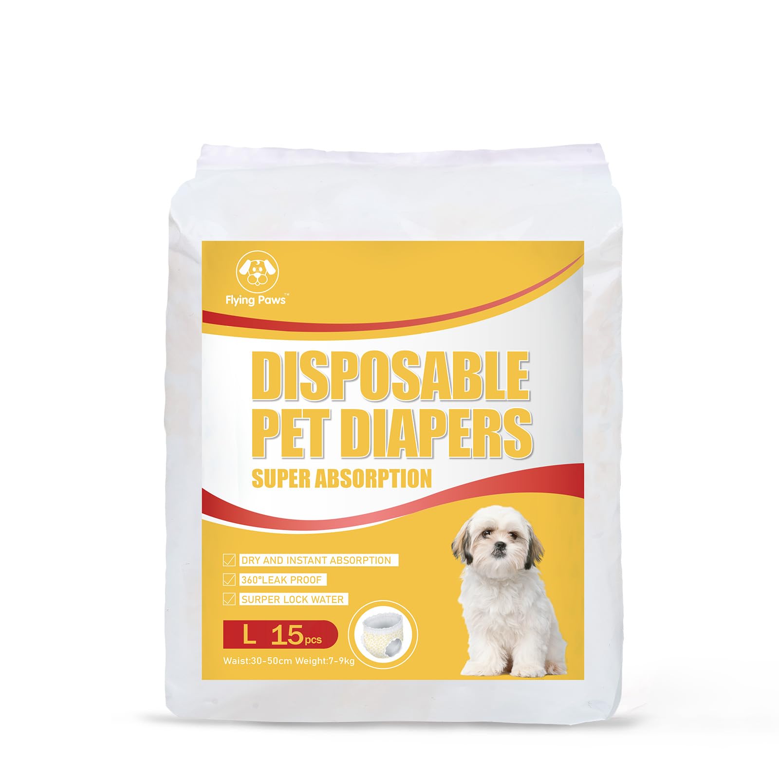 Pañales Desechables L-30 para Perros, Cintura elástica de 360 Grados, se Adapta a Cintura de 30 a 50 cm, pañales Grandes para Calor, período, incontinencia, Entrenamiento