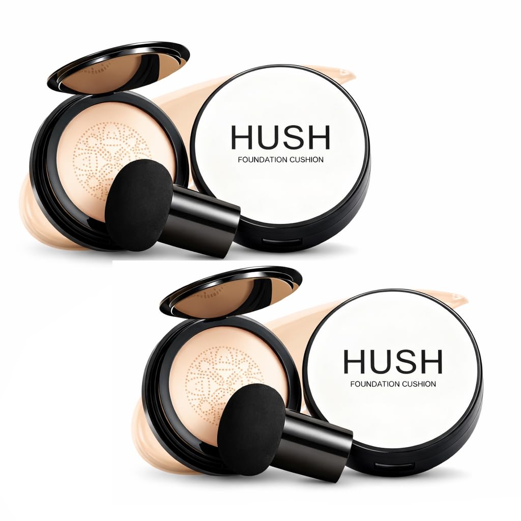 2 Pcs Makeup Foundation for Older Women, Natural Glow - Ideal for Light/Medium Complexions, Mushroom Head Air Cushion CC Cream, Long Lasting Full Coverage Waterproof Hydrating Lightweight