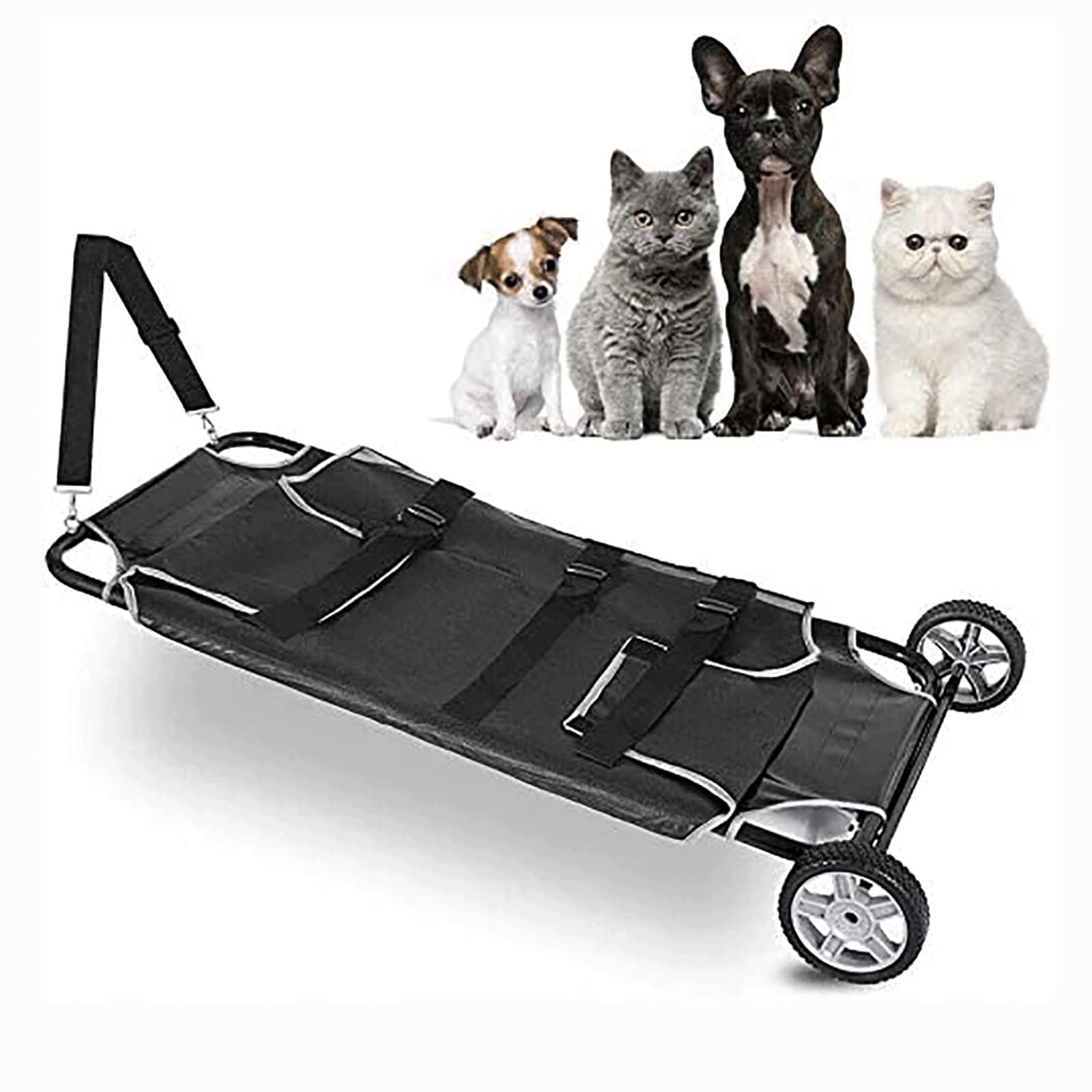 SGKOMN Animal Stretcher Pet Transport Trolley, Mesh Envelope Design, Easy Move & Assemble Dog Stretcher, Foldable & Storage-Friendly, 250lbs Max Capacity